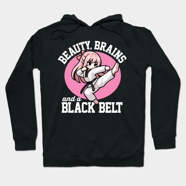 Beauty, Brains and A Black Belt Hoodie by DetourShirts